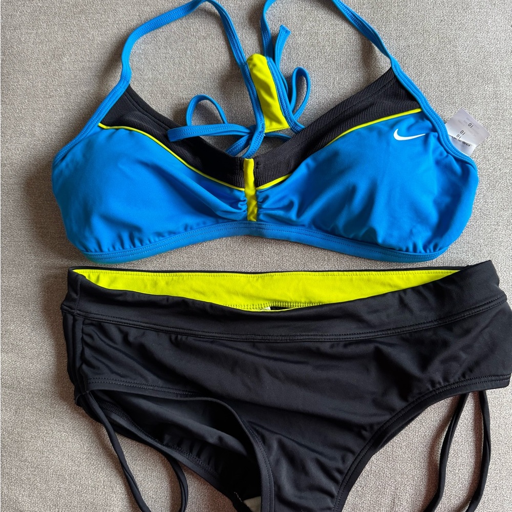 Nike Women's Blue and Black Bikini Set